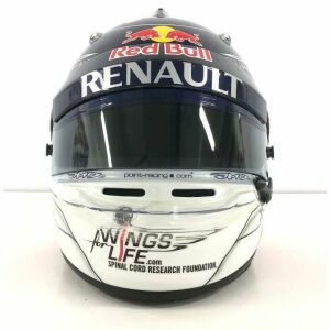 Autographed helmet of Sebastian Vettel, white marble